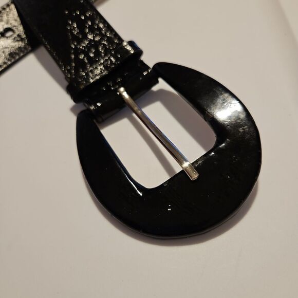 Nine West Black Belt Shiny Patent Finish Waist 31"-35" - Picture 4 of 5